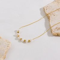 304 Stainless Steel Freshwater Pearl 14K Gold Plated Simple Style Plating Solid Color Necklace main image 3
