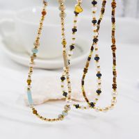 Simple Style Commute Round Natural Stone Freshwater Pearl Shell Beaded Plating Necklace main image 1