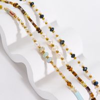 Simple Style Commute Round Natural Stone Freshwater Pearl Shell Beaded Plating Necklace main image 3