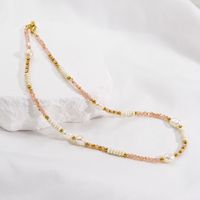 Modern Style Geometric Stainless Steel Crystal Freshwater Pearl Necklace main image 2