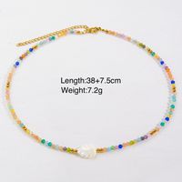 Casual Simple Style Multicolor Natural Stone Freshwater Pearl Shell Beaded Handmade Plating Necklace sku image 9