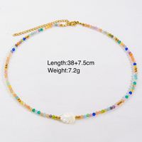 Vacation Simple Style Leaves Natural Stone Opal Shell Beaded Handmade Necklace sku image 1