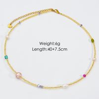 Casual Simple Style Multicolor Natural Stone Freshwater Pearl Shell Beaded Handmade Plating Necklace sku image 8