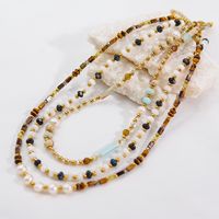 Simple Style Commute Round Natural Stone Freshwater Pearl Shell Beaded Plating Necklace main image 2
