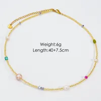 Casual Vacation Round Stainless Steel Beaded Freshwater Pearl Beaded Plating Necklace sku image 1