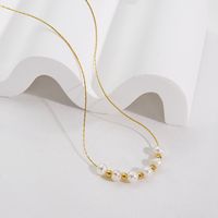 304 Stainless Steel Freshwater Pearl 14K Gold Plated Simple Style Plating Solid Color Necklace main image 2