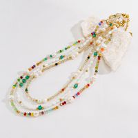 Casual Simple Style Round Multicolor Stainless Steel Natural Stone Freshwater Pearl Beaded Plating Necklace main image 5