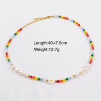 Casual Simple Style Multicolor Natural Stone Freshwater Pearl Shell Beaded Handmade Plating Necklace sku image 13
