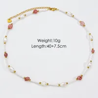 Casual Vacation Round Stainless Steel Beaded Freshwater Pearl Beaded Plating Necklace sku image 4