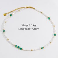 Casual Simple Style Round Multicolor Stainless Steel Natural Stone Freshwater Pearl Beaded Plating Necklace sku image 2