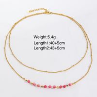 Casual Simple Style Round Stainless Steel Natural Stone Beaded Plating Layered Necklaces sku image 1