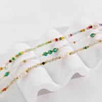 Casual Simple Style Round Multicolor Stainless Steel Natural Stone Freshwater Pearl Beaded Plating Necklace main image 3