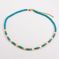 Casual Retro Round Stainless Steel Natural Stone Freshwater Pearl Beaded Plating Necklace main image 2