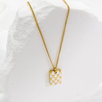Modern Style Plaid Stainless Steel Plating Pendant Necklace main image 2