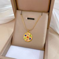 Élégant Coloré Acier Au Titane Placage Incruster Zircon Pendentif sku image 1