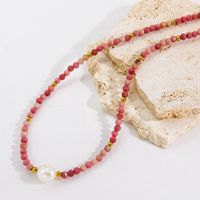 Casual Ethnic Style Round Stainless Steel Natural Stone Freshwater Pearl Beaded Plating Necklace main image 3