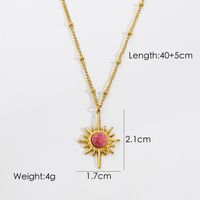 304 Stainless Steel 14K Gold Plated Simple Style Classic Style Enamel Plating Inlay Square Star Moon Natural Stone Shell Zircon Pendant Necklace sku image 5