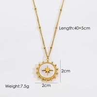 304 Stainless Steel 14K Gold Plated Simple Style Classic Style Enamel Plating Inlay Square Star Moon Natural Stone Shell Zircon Pendant Necklace sku image 6