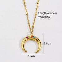 304 Stainless Steel 14K Gold Plated Simple Style Classic Style Enamel Plating Inlay Square Star Moon Natural Stone Shell Zircon Pendant Necklace sku image 4