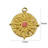 1 Piece 304 Stainless Steel Natural Stone Rhinestones Pearl 14K Gold Plated Cross Round Devil'S Eye sku image 4