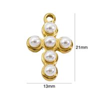 1 Piece 304 Stainless Steel Natural Stone Rhinestones Pearl 14K Gold Plated Cross Round Devil'S Eye sku image 2