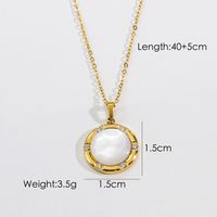 Casual Simple Style Round Letter Heart Shape Titanium Steel Plating Inlay Pearl Shell Zircon Pendant Necklace sku image 5