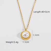 Casual Simple Style Round Letter Heart Shape Titanium Steel Plating Inlay Pearl Shell Zircon Pendant Necklace sku image 1