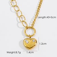 Casual Simple Style Round Letter Heart Shape Titanium Steel Plating Inlay Pearl Shell Zircon Pendant Necklace sku image 6