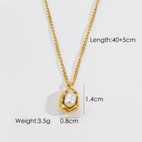 Casual Simple Style Round Letter Heart Shape Titanium Steel Plating Inlay Pearl Shell Zircon Pendant Necklace sku image 4