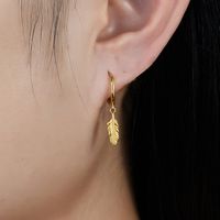 1 Pair Simple Style Commute Leaves Plating Sterling Silver 18k Gold Plated White Gold Plated Drop Earrings main image 3