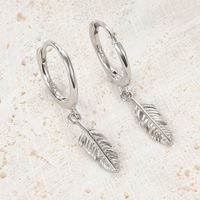 1 Paire Style Simple Commuer Feuilles Placage Argent Sterling Plaqué Or 18k Or Blanc Plaqué Boucles D'oreilles main image 4