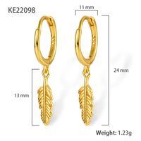 1 Pair Simple Style Commute Leaves Plating Sterling Silver 18k Gold Plated White Gold Plated Drop Earrings sku image 1