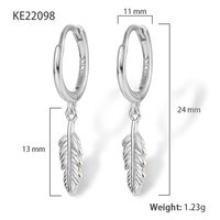 1 Pair Simple Style Commute Leaves Plating Sterling Silver 18k Gold Plated White Gold Plated Drop Earrings sku image 2