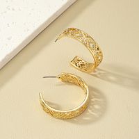 1 Pair Modern Style C Shape Plating Hollow Out Alloy Ear Studs main image 1