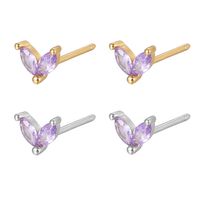 1 Pair Cute Heart Shape Plating Inlay Sterling Silver Zircon 18k Gold Plated White Gold Plated Ear Studs Ear Hook sku image 3