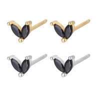 1 Pair Cute Heart Shape Plating Inlay Sterling Silver Zircon 18k Gold Plated White Gold Plated Ear Studs Ear Hook sku image 4