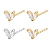 1 Pair Cute Heart Shape Plating Inlay Sterling Silver Zircon 18k Gold Plated White Gold Plated Ear Studs Ear Hook sku image 6