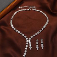 Elegant Shiny Solid Color Alloy Inlay Rhinestones Women's Earrings Necklace main image 4