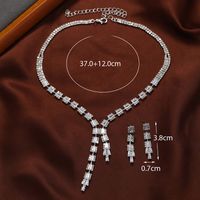 Elegant Shiny Solid Color Alloy Inlay Rhinestones Women's Earrings Necklace main image 2
