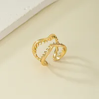 Wholesale Jewelry Retro French Style Geometric Solid Color Alloy Plating Open Ring sku image 1