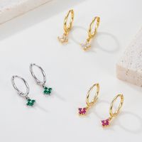 1 Piece Sweet Shiny Flower Plating Inlay Sterling Silver Zircon 18k Gold Plated White Gold Plated Drop Earrings main image 2