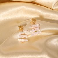 1 Pair Classical Luxurious Geometric Inlay Copper Artificial Pearls 18k Gold Plated Drop Earrings main image 2