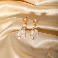 1 Pair Classical Luxurious Geometric Inlay Copper Artificial Pearls 18k Gold Plated Drop Earrings main image 3