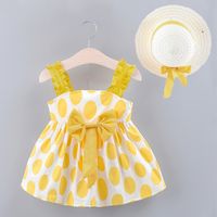 Casual Princess Pastoral Round Dots Bowknot Cotton Girls Dresses main image 1