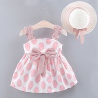 Casual Princess Pastoral Round Dots Bowknot Cotton Girls Dresses main image 3