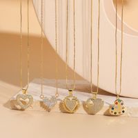 Elegant Sweet Heart Shape Copper 14k Gold Plated Zircon Pendant Necklace In Bulk main image 1