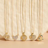 Elegant Sweet Heart Shape Copper 14k Gold Plated Zircon Pendant Necklace In Bulk main image 8