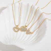 Elegant Sweet Heart Shape Copper 14k Gold Plated Zircon Pendant Necklace In Bulk main image 4