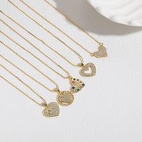 Elegant Sweet Heart Shape Copper 14k Gold Plated Zircon Pendant Necklace In Bulk main image 6