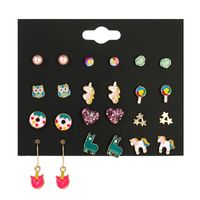 Drip Oil Small Earrings Fashion Cute Donut Earrings Temperament Pearl Five-pointed Star Earrings sku image 1